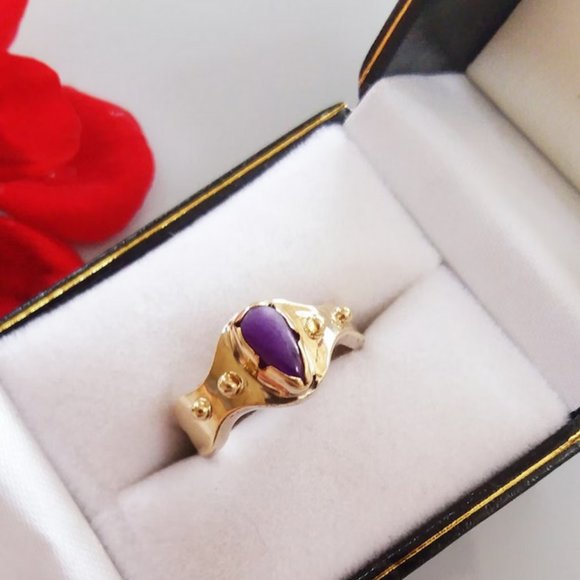 RARE Empire Ring | 18K Gold Amethyst | Antiquity, 1 of a kind Ring | Sterling + - Picture 2 of 8